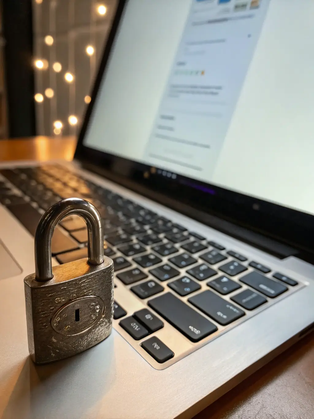A close-up shot of a digital lock icon superimposed on a folder, symbolizing file encryption. The background is a blurred office environment.