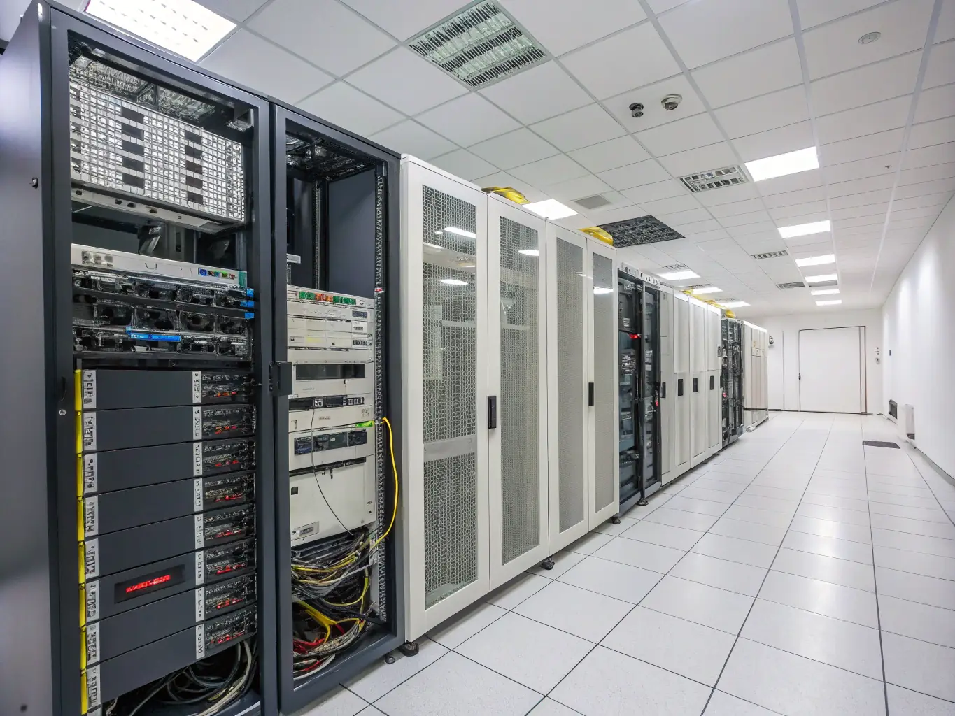 An image depicting a server room with multiple hard drives and a technician monitoring the backup process, representing robofourm's disaster recovery solutions.